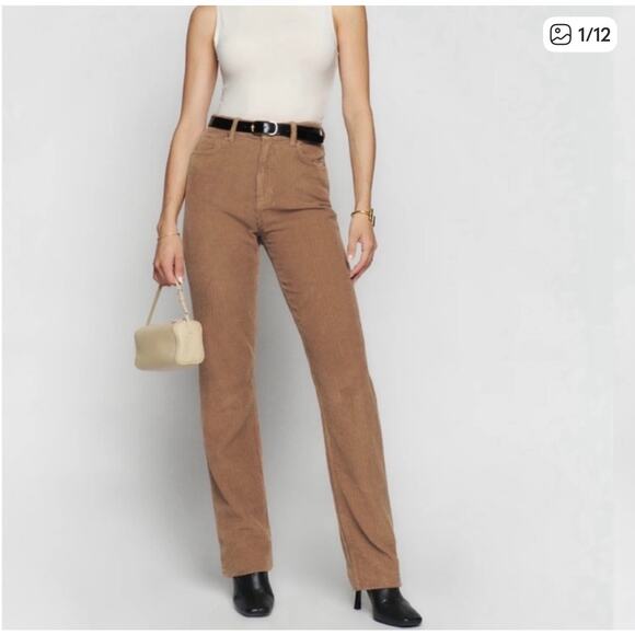 Reformation Cynthia High Rise Straight Long Corduroy Pants - Picture 1 of 5